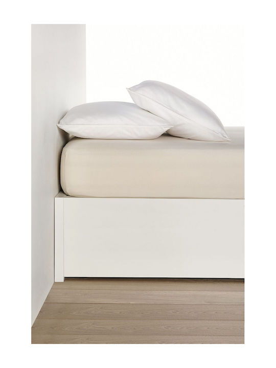 Living Home Super-Double Bed Sheet With Rubber Hugger 160x200+30cm Sand