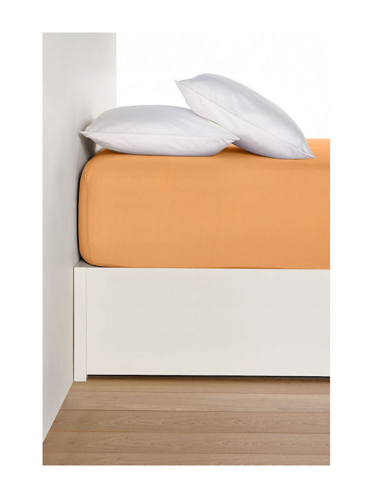 Living Home Super-Double Bed Sheet With Rubber Hugger 160x200+40cm Phirsich