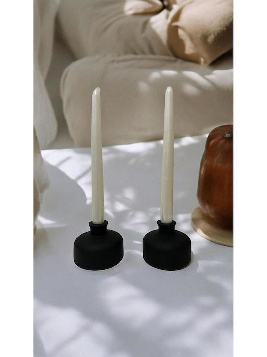 SteweHome Ceramic Candle Holder In Black Colour 10x10cm