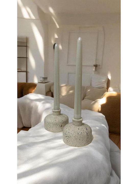 SteweHome Steinekerzenhalter in Beige Farbe 10x10cm