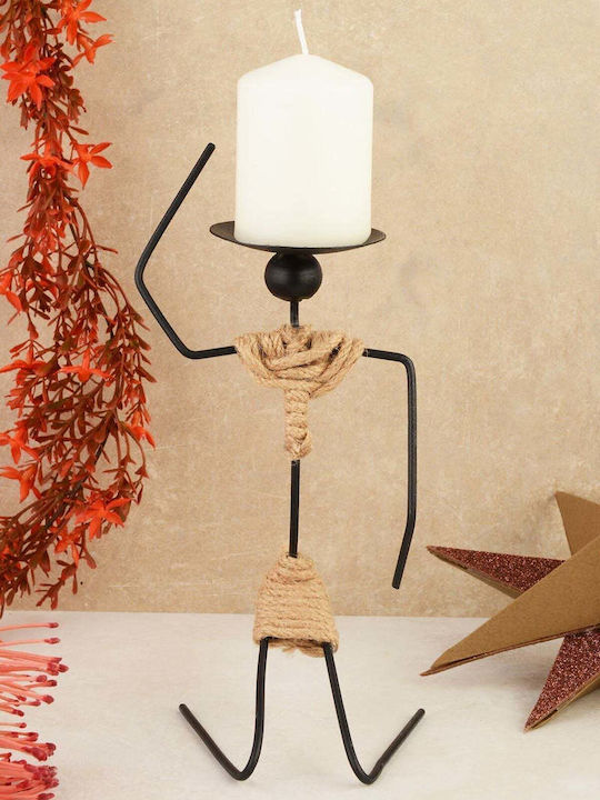 SteweHome Metal Candle Holder In Black Colour 11x12x11cm