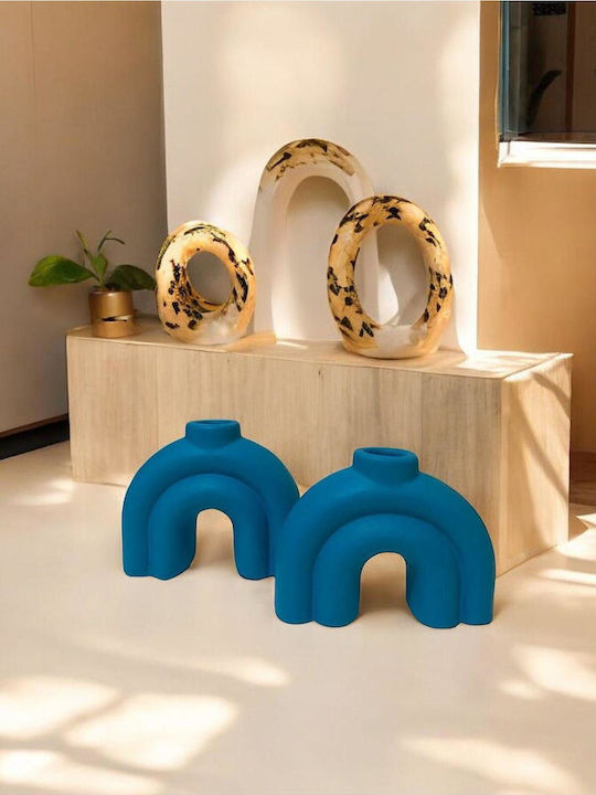 SteweHome Ceramic Candle Holder in Blue Colour 10x10cm Various Colors