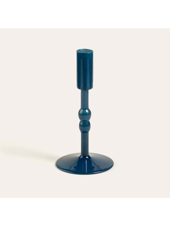 SteweHome Glass Candle Holder In Blue Colour 9x13x9cm