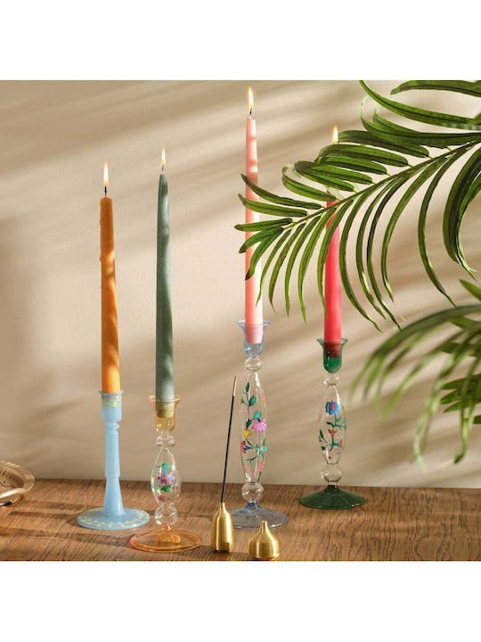 SteweHome Glass Candle Holder In Blue Colour 9x18cm