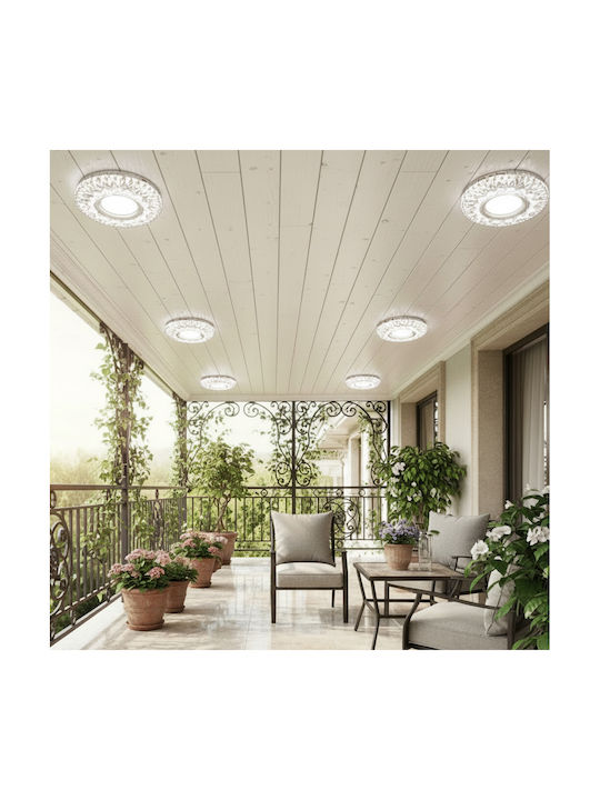 Alista Home Spot Rotund Din Sticlă De Tavan Cu LED Încorporat RGB Alb