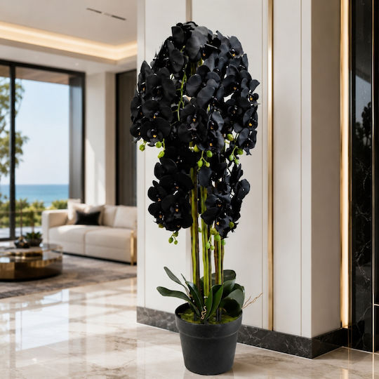 Künstliche Orchidee Schwarze 120cm Topfpflanze 87554-5
