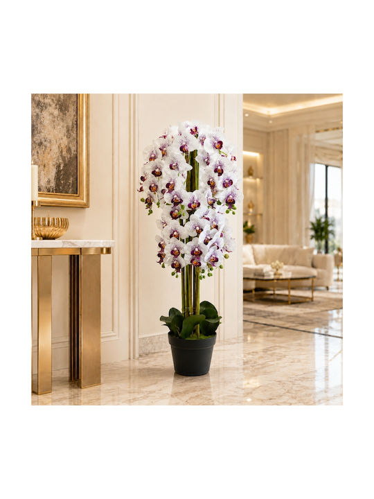 Artificial White Lilac Orchid 120cm Potted Plant 87554-3