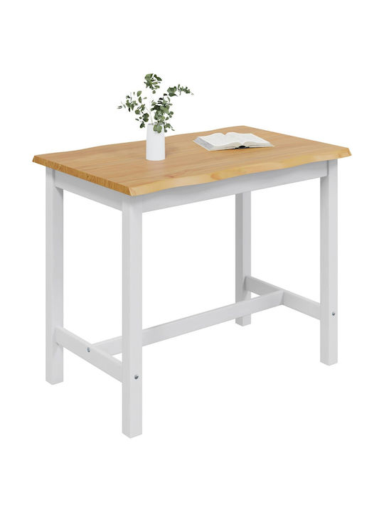 Masă Bar din Lemn Masiv Alb 112x70x91 cm