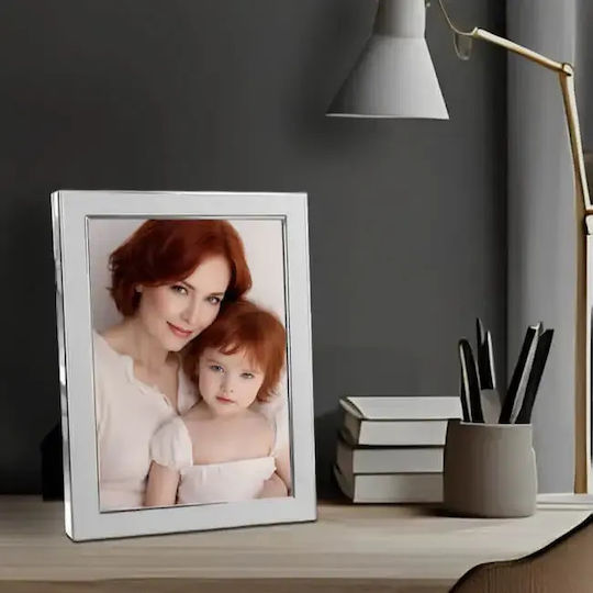 Wall-Mounted Metallic Photo Frame With Silver Frame
