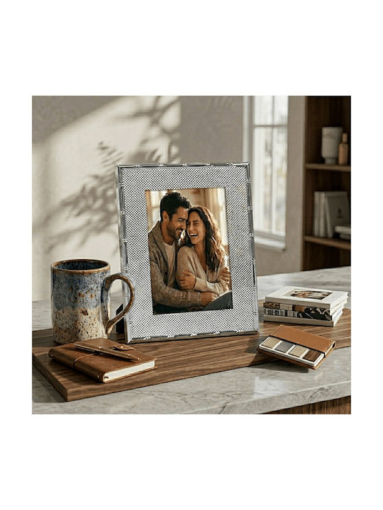 Wall-Mounted Metallic Photo Frame With Silver Frame