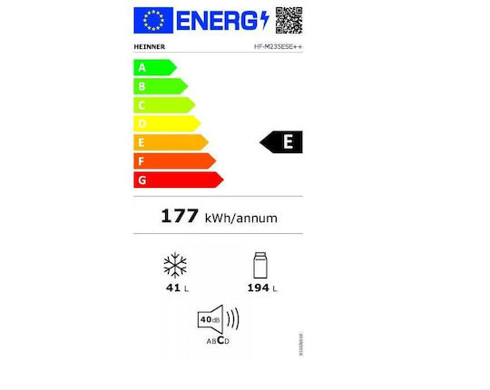 Heinner Ψυγείο Δίπορτο 235lt Υ159xΠ55xΒ55εκ. Ασημί HF-M235ESE++