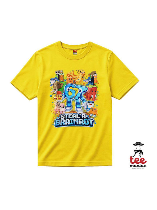 Παιδικό T-shirt Κίτρινο Steal A Brainrot Six Seven