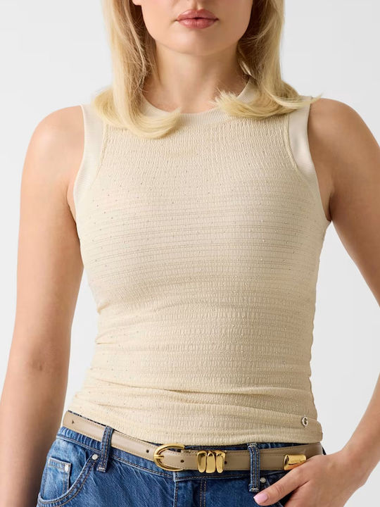 Guess Top Crop fără mâneci Bej