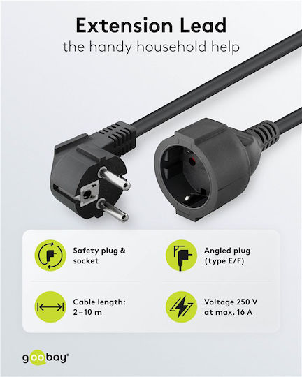 Microconnect Extension Cable Cord 3 x 1.5mm²/10m Black