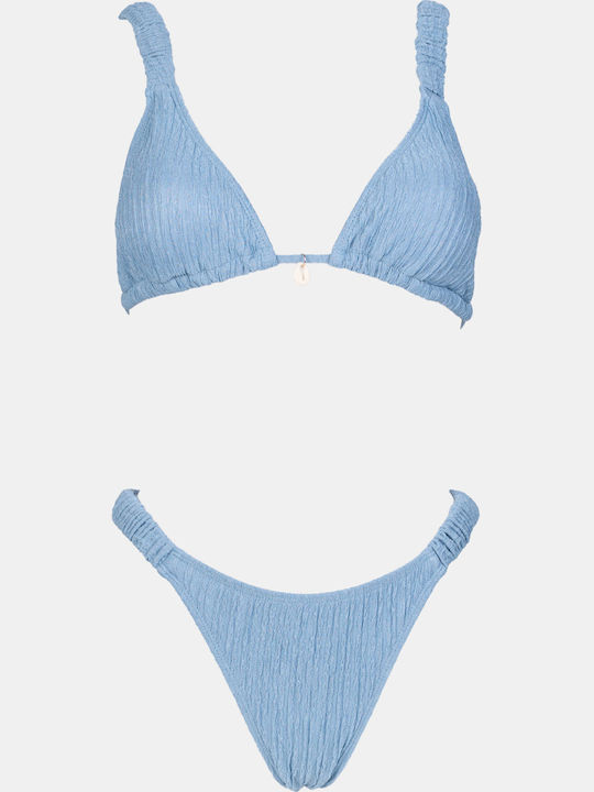 Set Bikini Dreieck Oberteil Blau Indigo