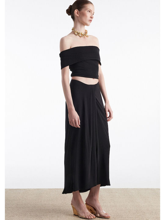 Γυναικείο Crop Top Off-Shoulder Μαύρο