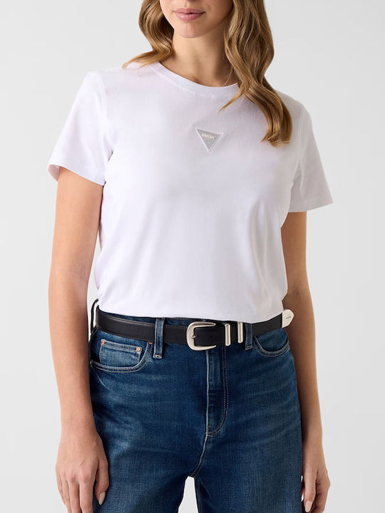 Guess Triangle Damen Oversized T-Shirt Weiß