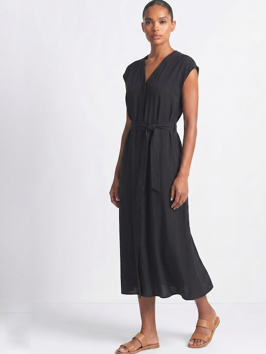 Sommer Midi Hemdkleid Schwarz
