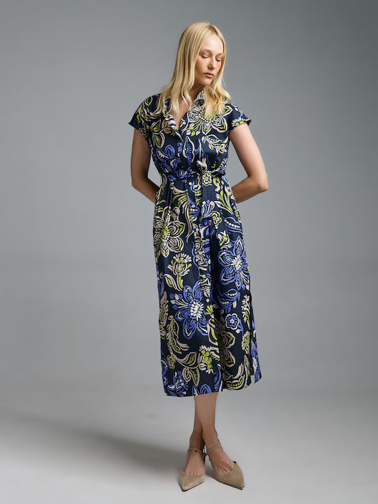 Sommer Midi Hemdkleid Blumen