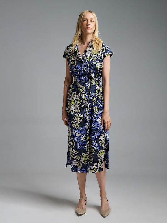 Sommer Midi Hemdkleid Blumen