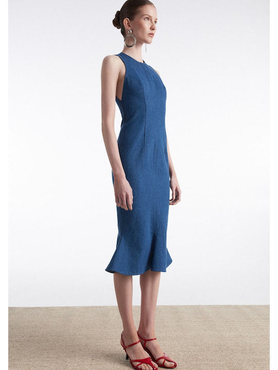 Summer Midi Denim Blue Dress