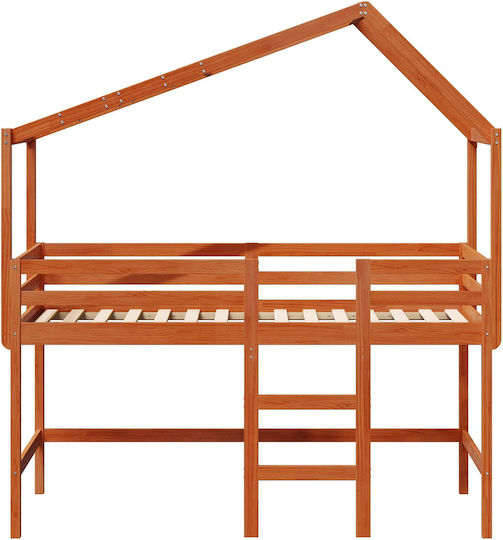 Kinderbett Koje Einzeln Braun für Matratze 90x190cm