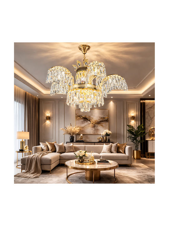 Alista Home Πολυέλαιος Ø69cm με Κρύσταλλα Χρυσός