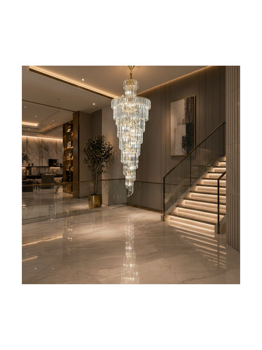 Alista Home Candelabru 27xE14 Ø60cm cu Cristale Auriu AT1CT-IM1P-HT2L-CC112/600X1800BKGD