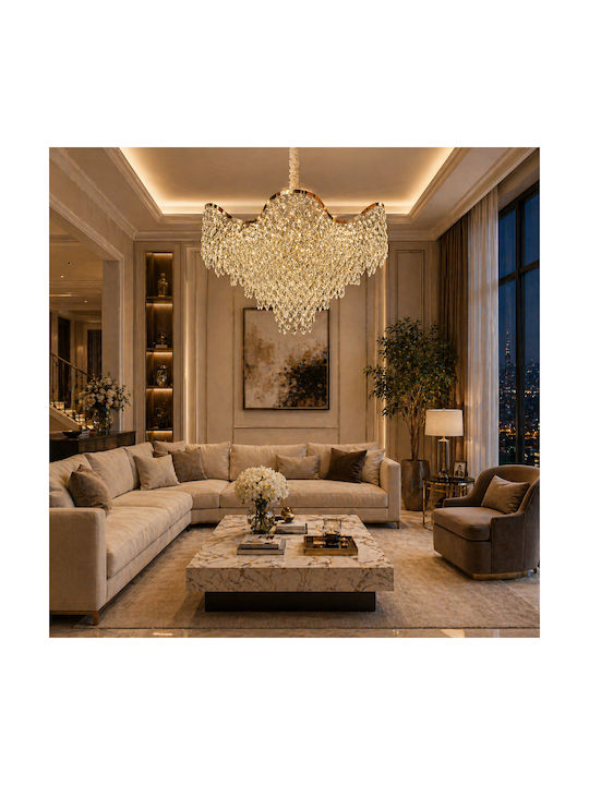 Alista Home Alista Home Kronleuchter 13xE14 Ø60cm mit Kristallen Gold Alista Home Alista Home Kronleuchter 13xE14 Ø60cm mit Kristallen Gold