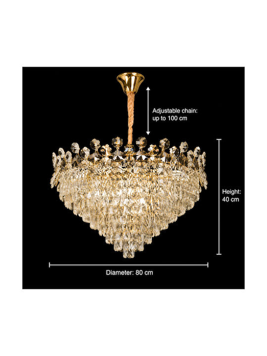 Alista Home Candelabru 22xE14 Ø80cm cu Cristale Auriu AT1CT-IM1P-HT2L-CC6705/800GD