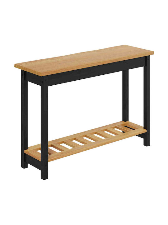 Solid Wood Console Black L112xW35xH76cm
