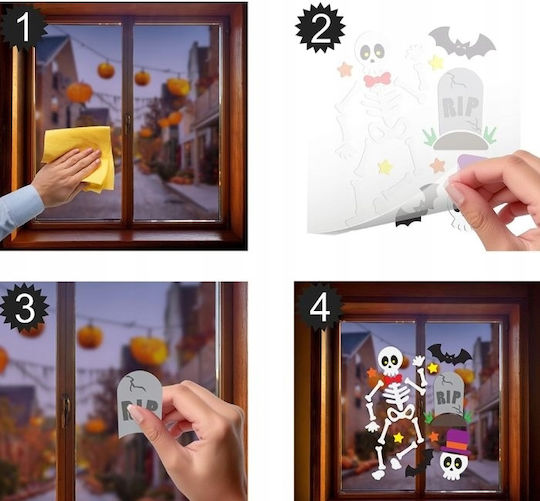 Decorations Gel Stickers Window Glass Skeleton Skeleton Cemetery Halloween