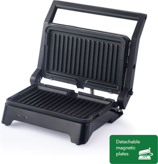 Rohnson Sandwich Maker with Non-Stick, Removable, Magnetic Plates for 2 Toasts 800W Grey