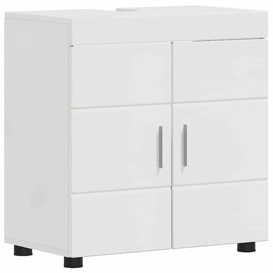 vidaXL Баня Маса със Смесител и Огледало Ш60xД34xВ63cm Бял