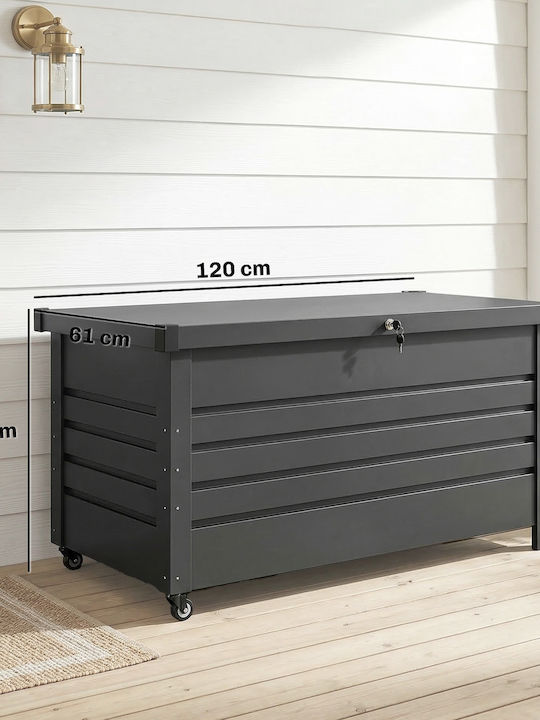 Outsunny Outdoor Storage Box Metal 350L Grey L120xW61xH67cm