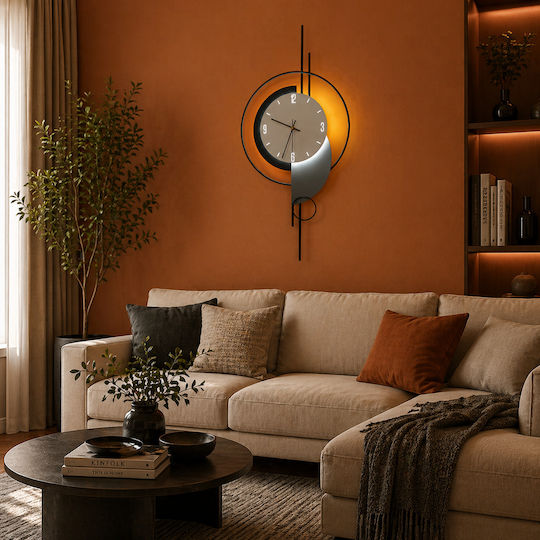 Alista Home Ρολόι Τοίχου Μαύρο 80x40cm