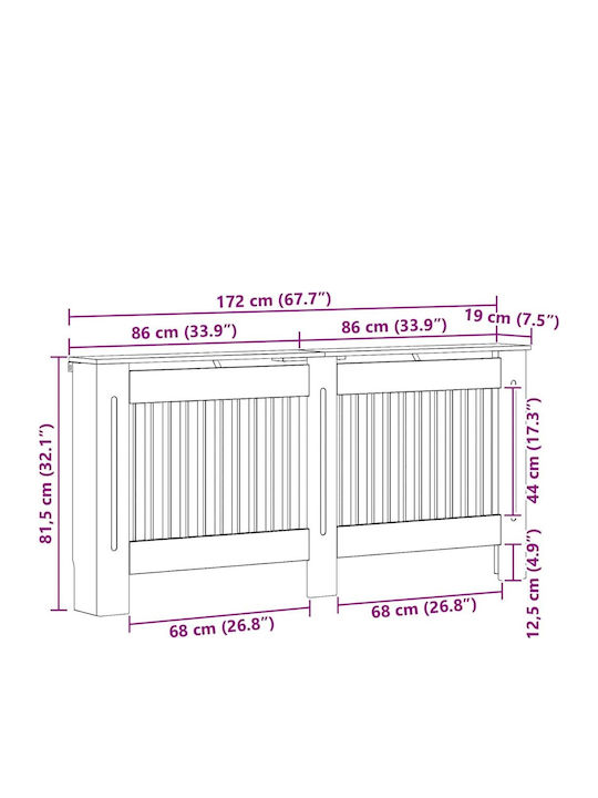 vidaXL Husă pentru radiator din MDF Alb 172x19x81.5cm