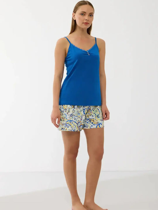 GoldenBay GoldenBay Sommer Damen Schlafanzug Set Blau