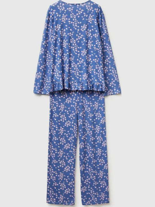 Benetton Sommerliches Damen-Schlafanzug-Set Blau