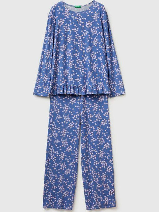 Benetton Sommerliches Damen-Schlafanzug-Set Blau
