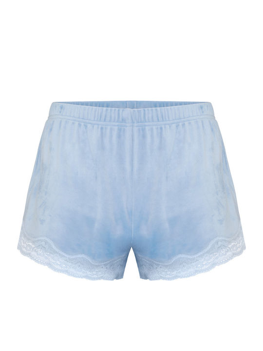 Hunkemöller Χειμερινό Γυναικείο Σορτς Πιτζάμας Μπλε Scallop