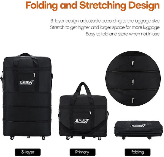 Sack Voyage Black with Wheels Fabric M80xW20xH47cm