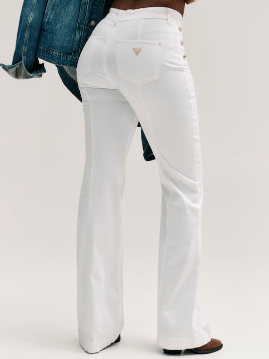 New Faye Women's High Rise Fabric Trousers in Slim Fit White