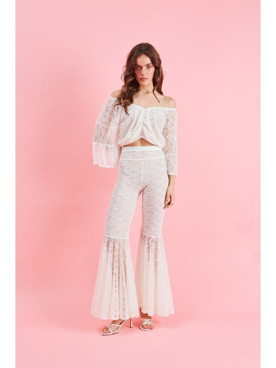 Women's Flared Pantaloons White
