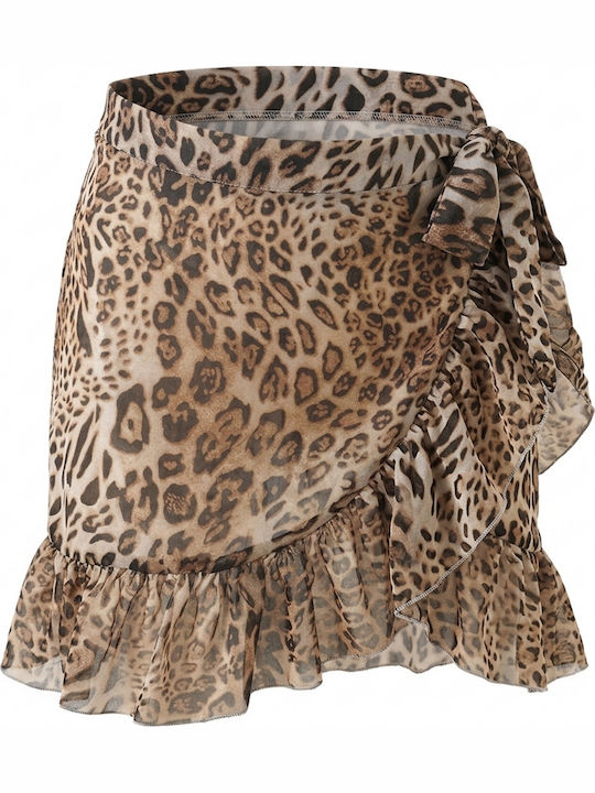 Azade Μίνι Παρεό Animal Print Βολάν