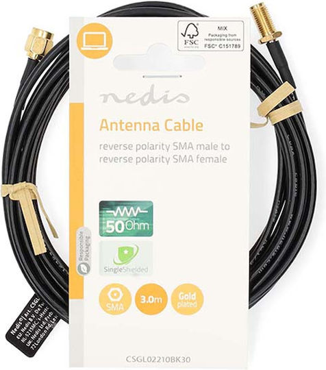 Nedis Καλώδιο SMA male / SMA female - SMA male / SMA female 3m CSGL02210BK30 1τμχ
