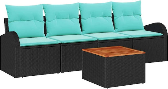 Set Cameră De Zi Pentru Exterior Din Material Sintetic 5 Piese Turcoaz Cu Perne