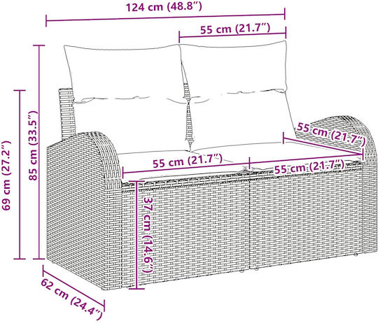 Set Cameră De Zi Pentru Exterior Din Material Sintetic 5 Piese Turcoaz Cu Perne