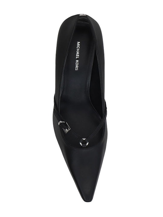 Leather Pointed Toe Black High Heels