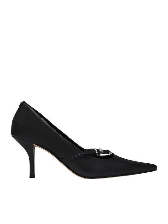 Leather Pointed Toe Black High Heels